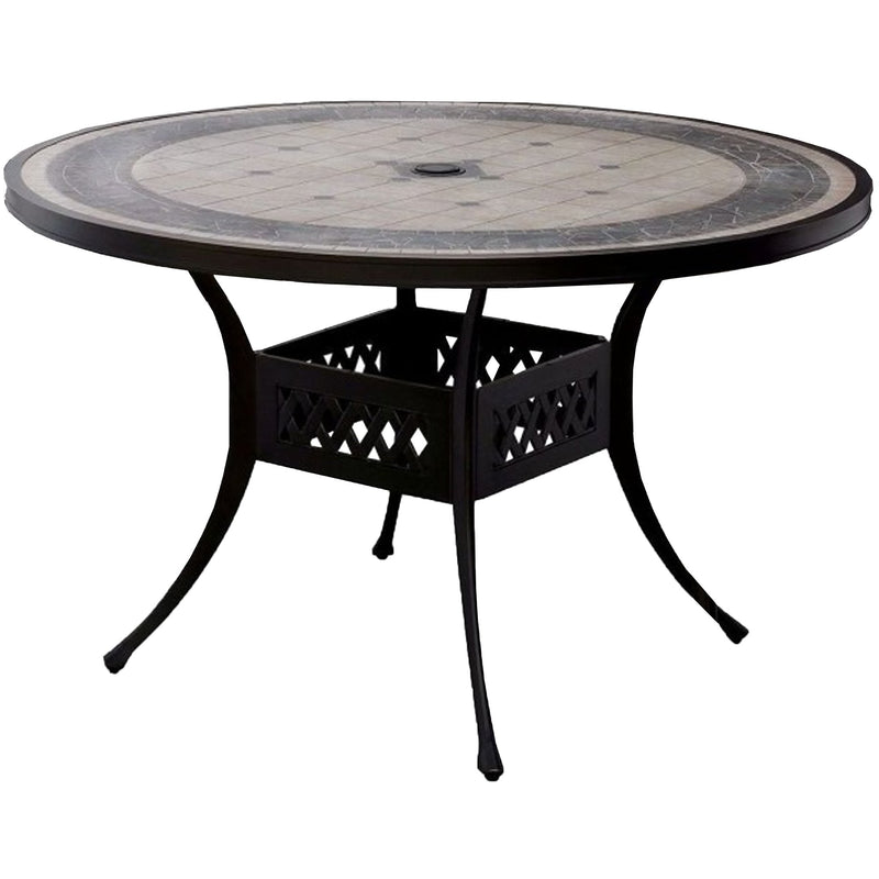 Charissa Contemporary Round Patio Table, Antique Black-Outdoor Coffee Tables-Antique Black-Aluminum Glassfiber Reinforced Concrete-JadeMoghul Inc.