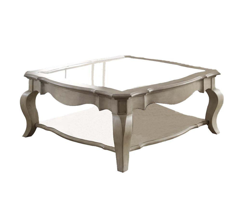 Charming Coffee Table, Brown& Clear Glass-Coffee Tables-Antique Brown,Glass-Glass Wood (Schima Superba)-JadeMoghul Inc.