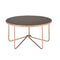 Charming Coffee Table, Smoky Glass & Rose Gold-Coffee Tables-Glass & Copper-Glass Metal Tube-JadeMoghul Inc.