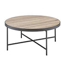 Charming Coffee Table, Weathered Oak Brown-Coffee Tables-Oak Brown-PB Metal-JadeMoghul Inc.