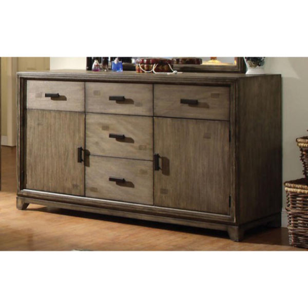 Charming Sophisticated Wooden Dresser In Transitional Style, Gray-Dressers-Gray-Wood-JadeMoghul Inc.