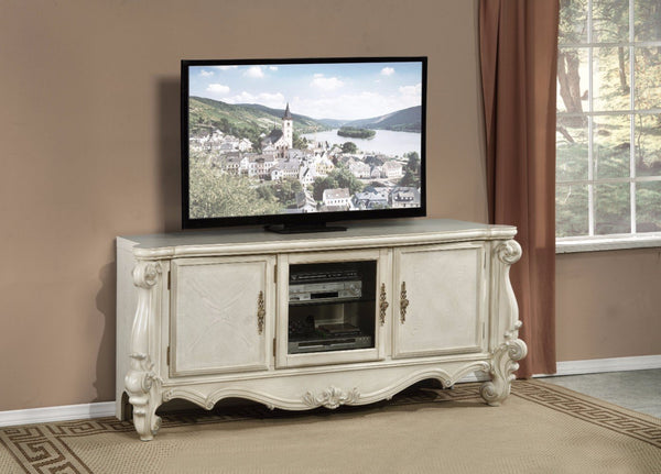 Charming TV Stand, Bone White-Entertainment Centers and Tv Stands-White-Poplar Wood Basswood Veneer MDF-JadeMoghul Inc.