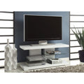 Charming white tv console with Alternating Glass Shelves-Entertainment Centers and Tv Stands-WHITE-Mdf-JadeMoghul Inc.