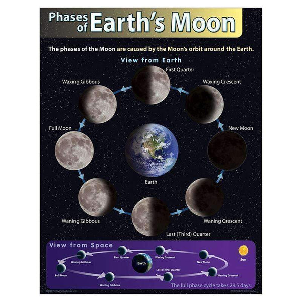 CHART PHASES OF EARTHS MOON-Learning Materials-JadeMoghul Inc.