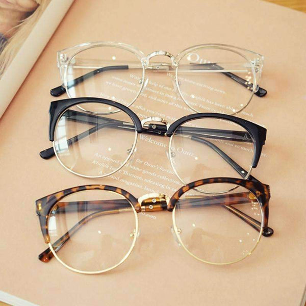 Cheap transparent Spectacle frame Anti-fatigue for cat eyes men's Glasses women Oculos De Grau masculino Retro Vintage eyewear-black and gold-China-JadeMoghul Inc.