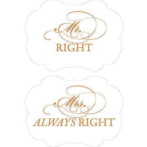 Cheeky Mr. Right & Mrs. Always Right Paper Chair Markers Berry (Pack of 1)-Wedding Signs-Victorian Purple-JadeMoghul Inc.