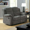 Chenille Fabric Transitional Motion Love Seat, Gray-Loveseats-Gray-Chenille FabricSolid Wood Metal-JadeMoghul Inc.