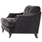 Chenille Fabric Upholstery Chair With Caster Front Legs, Gray-Accent Chairs-Gray-Chenille Wood Metal-JadeMoghul Inc.