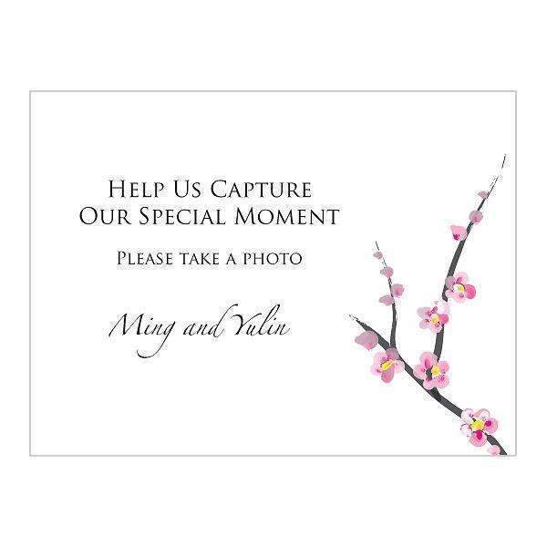Cherry Blossom Camera Table Sign (Pack of 1)-Wedding Favor Stationery-JadeMoghul Inc.