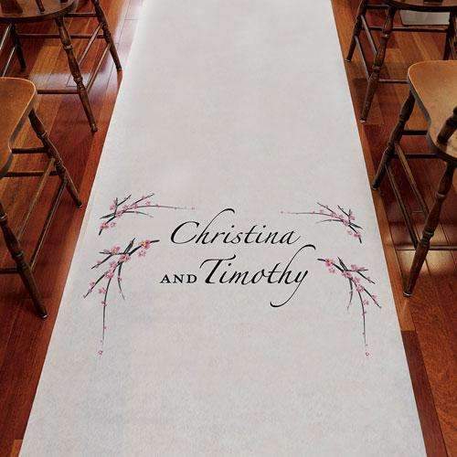 Cherry Blossom Personalized Aisle Runner White With Hearts Fuchsia (Pack of 1)-Aisle Runners-Pastel Pink-JadeMoghul Inc.
