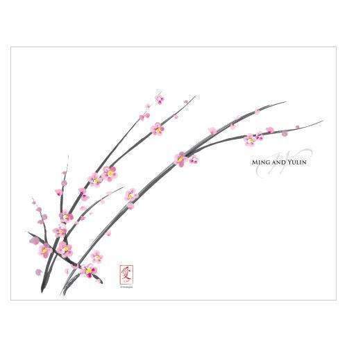 Cherry Blossom Program (Pack of 1)-Wedding Ceremony Stationery-JadeMoghul Inc.