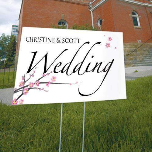 Cherry Blossom Wedding Sign Fuchsia (Pack of 1)-Wedding Signs-Fuchsia-JadeMoghul Inc.