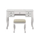 Cherub Vanity Set Featuring Stool And Mirror White-Bedroom Furniture Sets-White-Rubber wood MDF / Birch Veneer-JadeMoghul Inc.