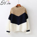Chevron Bold Stripes Pullover Sweater-JH8699 Light Khaki-One Size-JadeMoghul Inc.