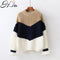 Chevron Bold Stripes Pullover Sweater-JH8699 Light Khaki-One Size-JadeMoghul Inc.