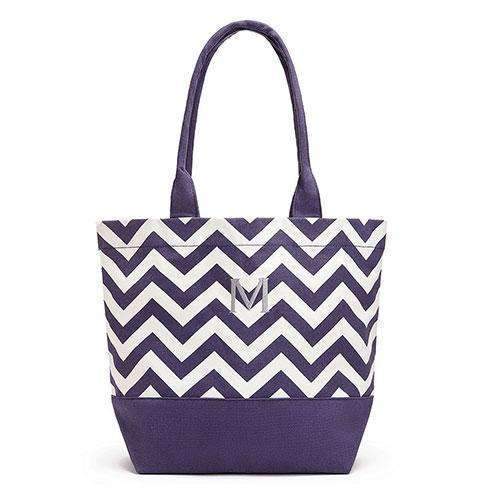 Chevron Canvas Tote - Grape (Pack of 1)-Personalized Gifts for Women-JadeMoghul Inc.
