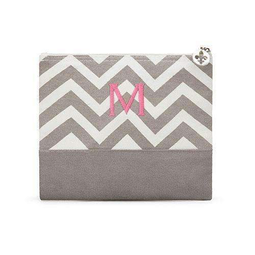 Chevron Cosmetic Bag - Gray (Pack of 1)-Personalized Gifts for Women-JadeMoghul Inc.