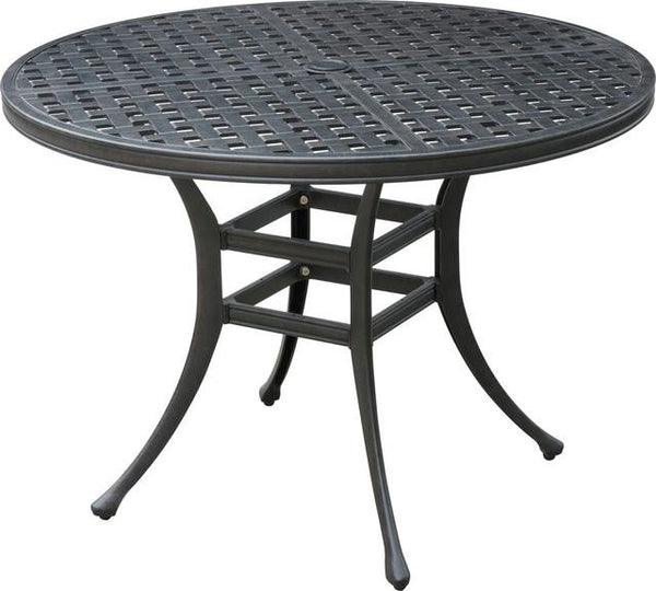 Chiara II Contemporary Round Patio Dining Table , Dark Gray-Dining Tables-Dark Gray-Metal-JadeMoghul Inc.