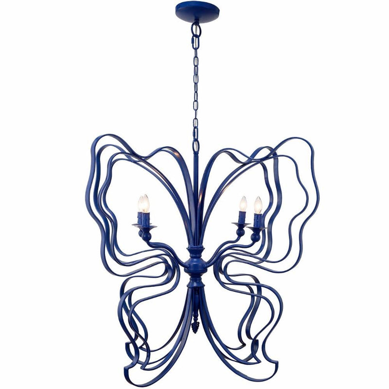 Chic Butterfly Patterned Chandelier-Chandeliers-Blue-IRON-JadeMoghul Inc.