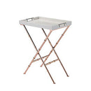 Chic Modish Tray Table, Ivory & Copper-Side Tables and End Tables-Ivory & Copper-MDF PU Metal-JadeMoghul Inc.