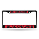 Mercedes License Plate Frame Chicago Blackhawks Black Laser Chrome Frame