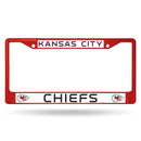 Cute License Plate Frames Chiefs Red Colored Chrome Frame