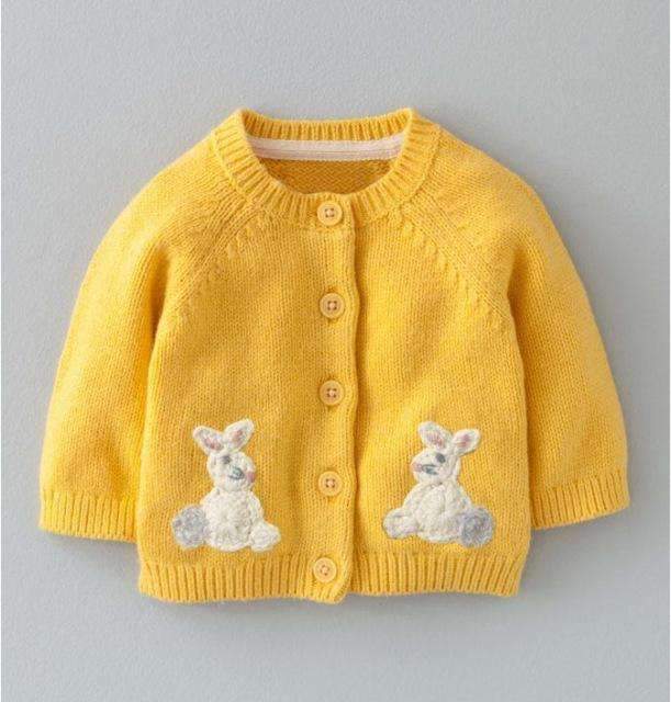children sweaters new autumn cotton cartoon embroidery baby boys girls sweater single breasted knitwear cardigan kids clothes-yellow-5-JadeMoghul Inc.