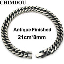 CHIMDOU Men Bracelet Silver Color / Gold Color Black Stainless Steel Bracelet & Bangle Male Accessory Hip Hop Party Rock Jewelry-antique finish 8mm-JadeMoghul Inc.