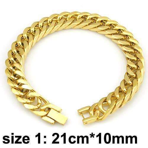 CHIMDOU Men Bracelet Silver Color / Gold Color Black Stainless Steel Bracelet & Bangle Male Accessory Hip Hop Party Rock Jewelry-gold color 10mm-JadeMoghul Inc.