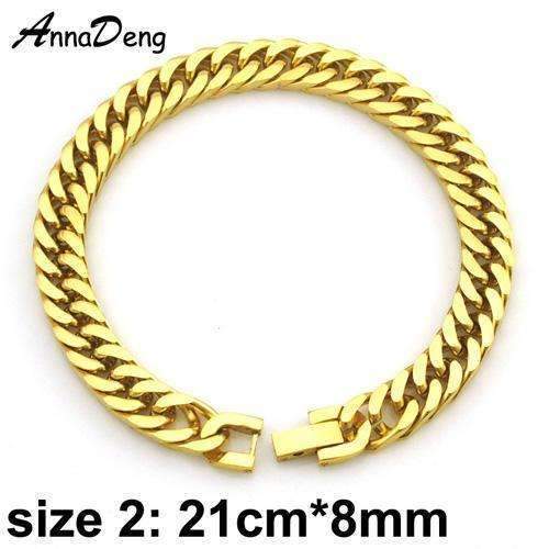 CHIMDOU Men Bracelet Silver Color / Gold Color Black Stainless Steel Bracelet & Bangle Male Accessory Hip Hop Party Rock Jewelry-gold color 8mm-JadeMoghul Inc.