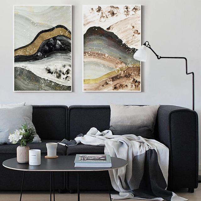 Chinese Style Ink Abstract Gold Quicksand Mountain Landscape Canvas Painting Living Room Poster Wall Picture Scandinavian Decor-21x30cm No Frame-AB-JadeMoghul Inc.