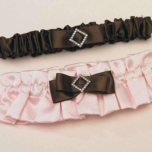Chocolate Blush Bridal Garter Set (Pack of 1)-Wedding Garters-JadeMoghul Inc.