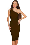 Chocolate Layla One-Shoulder Dress - Women-Solid-XS-JadeMoghul Inc.