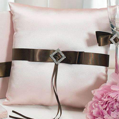 Chocolate & Strawberry Cream Square Ring Pillow (Pack of 1)-Wedding Ceremony Accessories-JadeMoghul Inc.