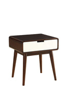 Christa End Table (USB Power Dock), Espresso & White-Side Tables and End Tables-Brown & White-USB Power Dock MDF Wood Veneer Solid Wood Leg-JadeMoghul Inc.