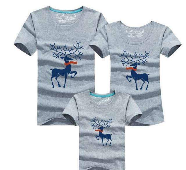 Christmas Family Look Family Matching Outfits T-shirt Color Milu Deer Matching Family Clothes Mother Father Baby Short Sleeve-Pink-Mother M-JadeMoghul Inc.