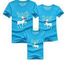 Christmas Family Look Family Matching Outfits T-shirt Color Milu Deer Matching Family Clothes Mother Father Baby Short Sleeve-Sky Blue-Mother M-JadeMoghul Inc.
