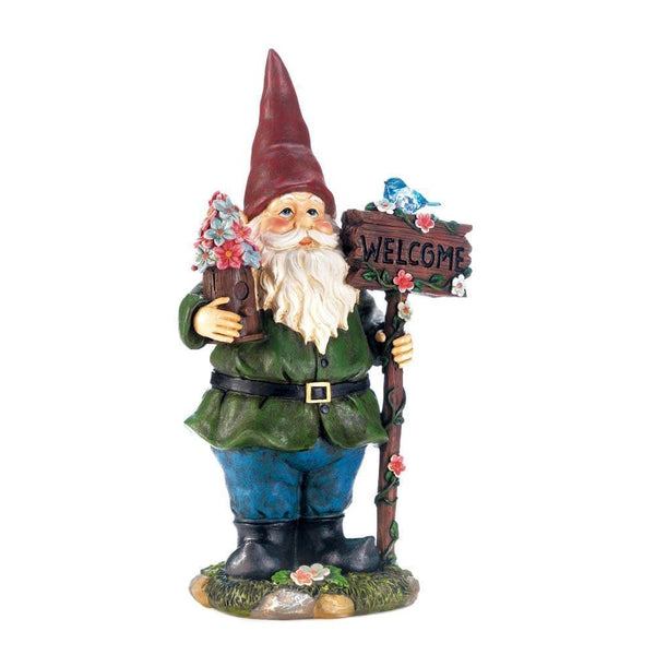 Home Decor Ideas Solar Bluebird Gnome Welcome Statue