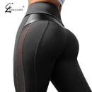 CHRLEISURE High Waist Fitness Leggings Women for Legging Workout Women Mesh And PU Leather Patchwork Legging JadeMoghul Inc. 