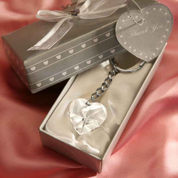 Chrome Key Chain With Crystal Heart-Personalized Gifts for Men-JadeMoghul Inc.