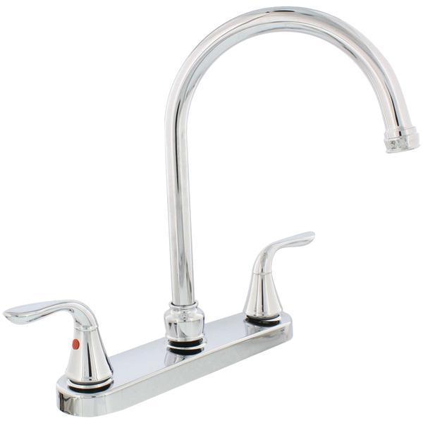 Chrome-Plated 2-Handle Gooseneck Kitchen Faucet-Faucets & Bath-JadeMoghul Inc.