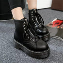 Chunky PU Leather Lace up Boots-Black-4-JadeMoghul Inc.
