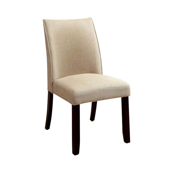 Cimma Contemporary Side Chair, Ivory & Espresso, Set Of 2-Armchairs and Accent Chairs-Ivory-Fabric Solid Wood Wood Veneer & Others-JadeMoghul Inc.