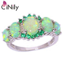 CiNily Created Green Fire Opal Crystal Silver Plated Ring Wholesale Retail Hot Sell for Women Jewelry Ring Size 5-12 OJ7552-10-Green-Silver-JadeMoghul Inc.