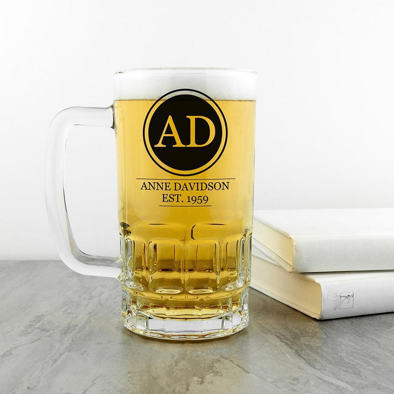 Monogrammed Gifts Circle Monogram Beer Glass Tankard