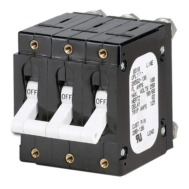 Circuit Breakers Paneltronics 'C' Frame Magnetic Circuit Breaker - 100 Amp - Triple Pole - White [206-136] Paneltronics