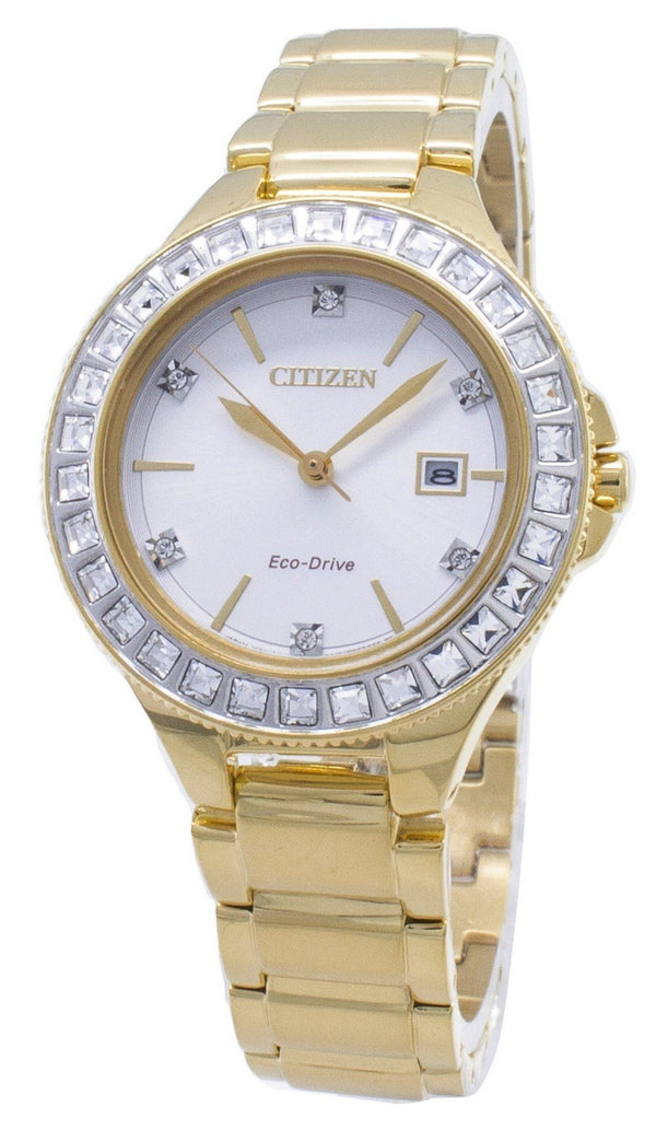 Citizen Silhouette Eco-Drive FE1192-58A Swarovski Crystal Women's Watch-Branded Watches-Black-JadeMoghul Inc.