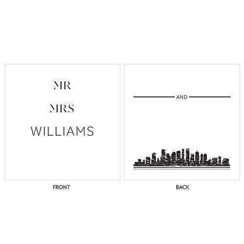City Style Personalized Clear Acrylic Block Cake Topper Black (Pack of 1)-Wedding Cake Toppers-Black-JadeMoghul Inc.