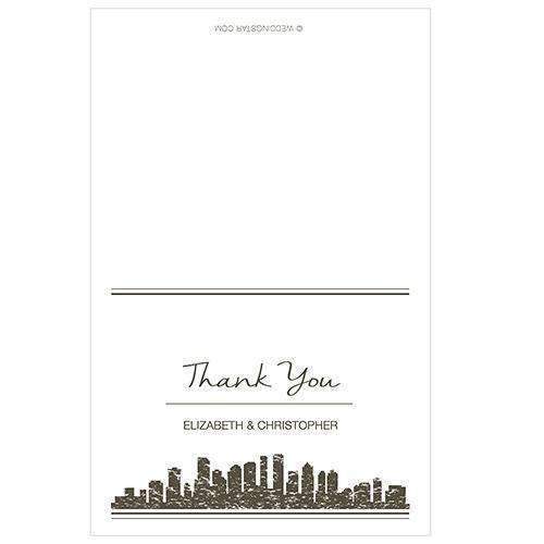 City Style Thank You Card With Fold Charcoal (Pack of 1)-Weddingstar-Charcoal-JadeMoghul Inc.