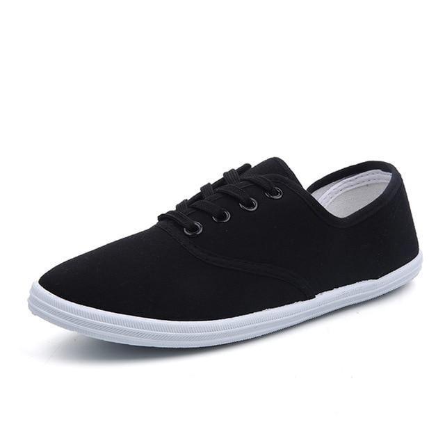 CITYCROSS plain women sneakers 2018 simple design flats lace up canvas shoes for girl's and women-Black-6.5-JadeMoghul Inc.